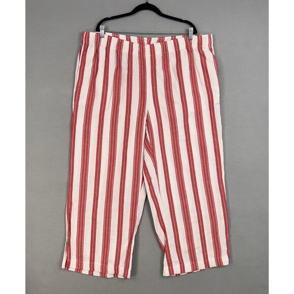 Old Navy Pants Womens 2X Red White Striped High Rise Wide Leg Comfort Waist - Picture 1 of 16